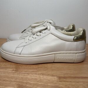 Kate Spade Womens Lift White Leather Lace Up Casual and Fashion Sneakers